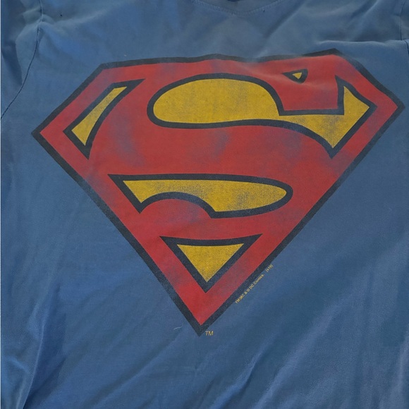 Vintage Superman Logo Blue T-Shirt women’s size Large - Picture 1 of 6